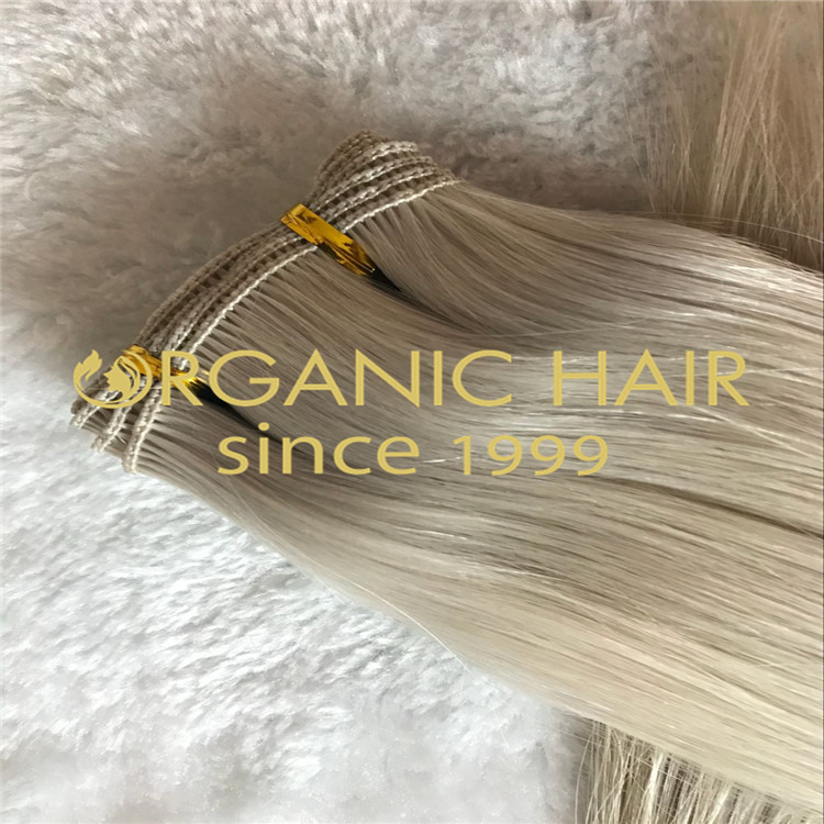 Ash Blonde and balayage Hand tied weft,small and thin knot H86